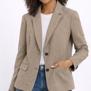 $118 Free Assembly Women Houndstooth Blazer Jacket L Cotton Tailored Preppy Chic